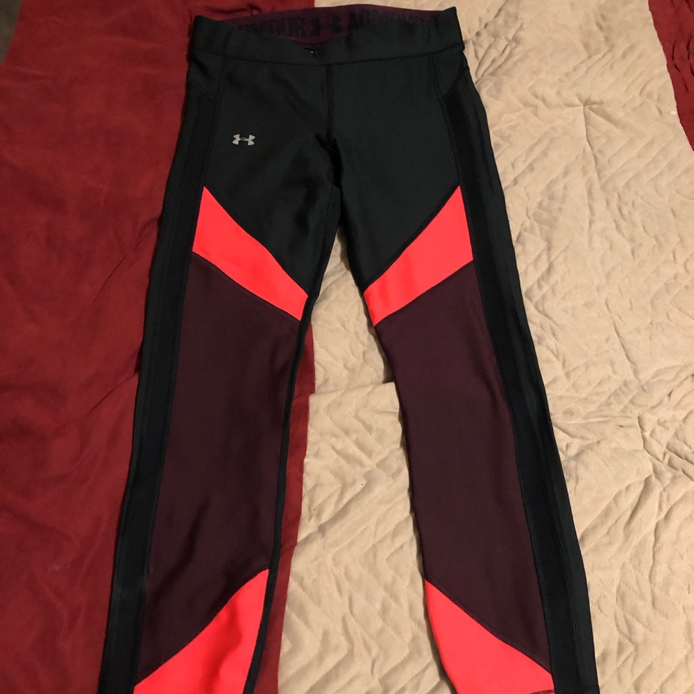 Under Armour Black and Red Ankle Pants